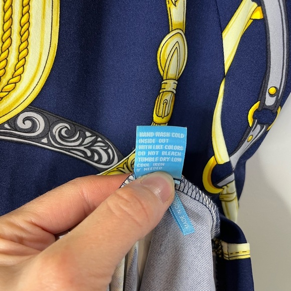 J.McLaughlin Chain Print Dress XS Navy Gold Nautical Equestrian Brunch Preppy - Picture 10 of 10